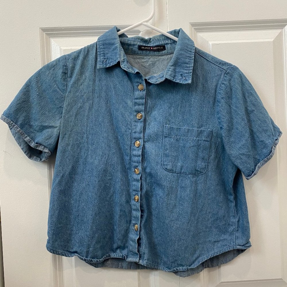 Cropped denim-style Brandy Melville top